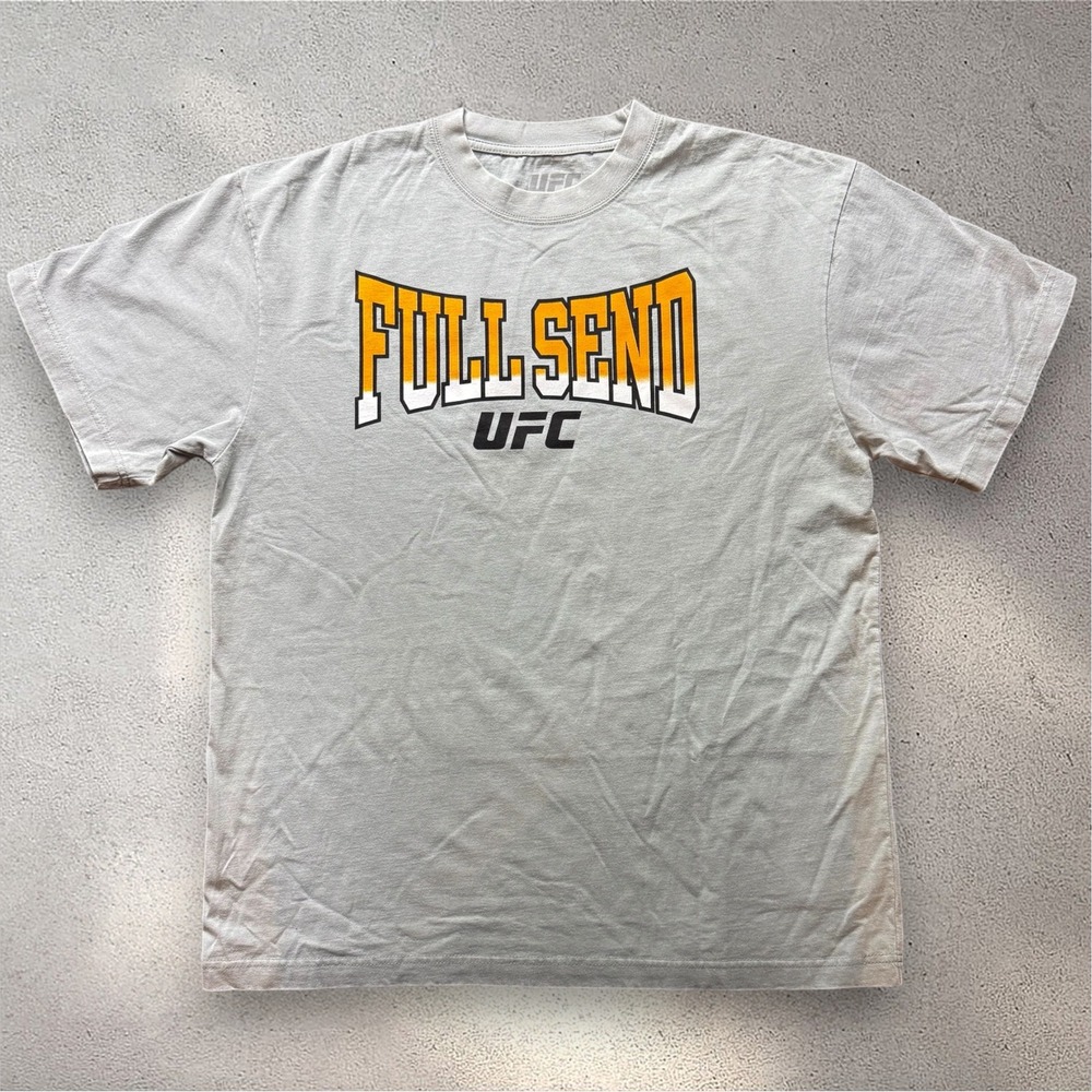 Full Send UFC Mens Grey Graphic T-Shirt Large Nelk Boys MMA Short Sleeve Tee